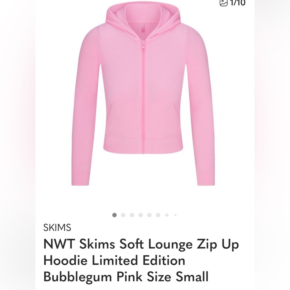 SKIMS Bubble Gum Pink Soft Lounge Zip Up Hoodie XS NWT